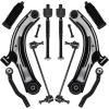 imageAUQDD 10Pcs Front End Suspension Kit Fit For 20072011 Nissan Versa 20092014 Cube 2 Lower Control Arm wBall Joint 2 Sway Bar Link 4 Outer ampamp Inner Tie Rod End  K620566 K750098 EV800322 ES800248