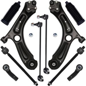 imageAUQDD 10Pcs Front End Suspension Kit Fit For 20112018 Volkswagen Jetta w4Door Sedan 2 Lower Control Arm wBall Joint 2 Sway Bar Link 4 Outer Inner Tie Rod End  K621949 K80478 EV80665 ES80666