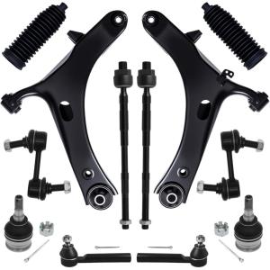 imageAUQDD 12Pcs Front End Suspension Kit Fit For 20102014 Subaru Outback 2 Lower Control Arm 2 Ball Joint 2 Sway Bar Link 4 Outer ampamp Inner Tie Rod End  522831 522832 543650 K750084 ES3712 K951312Pc For 0509 OutbackLegacy