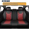 imageAUQDD Full Set 5 Seats Car Seat Covers Nappa Leather Cushion Protector Accessories Fit for Most SUV Sedans Waterproof Breathable Universal Automotive Luxury Front Back Seat Covers BlackampampRed