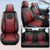 imageAUQDD Full Set 5 Seats Car Seat Covers Nappa Leather Cushion Protector Accessories Fit for Most SUV Sedans Waterproof Breathable Universal Automotive Luxury Front Back Seat Covers BlackampampRed