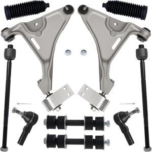 imageAUQDD 10Pc Front End Suspension Kit Fit For 20062011 Buick Lucerne Cadillac DTS 2 Lower Control Arm wBall Joint 2 Sway Bar Link 4 Outer ampamp Inner Tie Rod End  K80354 K80355 K700528 EV260 ES345210Pcs For 0611 LucerneDTS