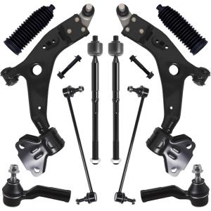 imageAUQDD 10Pc Front End Suspension Kit Fit For 20132019 Ford Escape 2 Lower Control Arm wBall Joint 2 Sway Bar Link 4 Outer ampamp Inner Tie Rod End 2 Boots  524113 524114 K750554 EV800898 ES800954