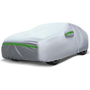 imageAUQDD 6Layers Premium MPV Car Cover Waterproof All Weather Weatherproof UV Sun Protection Snow Dust Storm Resistant Outdoor Exterior Custom FormFit Full Padded Car Cover with Straps 199quot210quot K17Silver Car Cover