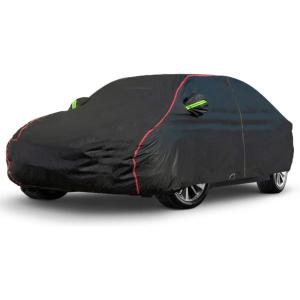 imageAUQDD 6Layers Premium MPV Car Cover Waterproof All Weather Weatherproof UV Sun Protection Snow Dust Storm Resistant Outdoor Exterior Custom FormFit Full Padded Car Cover with Straps 199quot210quot K17black