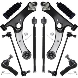 imageAUQDD 10Pc Front End Kit For FWD Fit For 20032008 Toyota Matrix Pontiac Vibe 2 Lower Control Arm wBall Joint 2 Sway Bar Link 4 Outer ampamp Inner Tie Rod End  K640360 K640361 K80230 EV466 ES3713