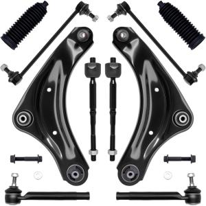 imageAUQDD 10Pc Front End Suspension Kit Fit For 20132024 Nissan Leaf 2 Lower Control Arm wBall Joint 2 Sway Bar Link 4 Outer Inner Tie Rod End  K621156 K621157 K750719 EV800951 ES801171