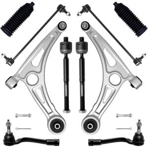 imageAUQDD 10Pc Front End Suspension Kit Fit For 2018 2019 Hyundai Sonata 2 Lower Control Arm wBall Joint 2 Sway Bar Link 4 Outer Inner Tie Rod End  K623733 K623734 K750793 EV801307 MS90672