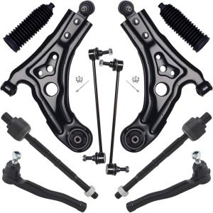 imageAUQDD 10Pcs Front End Kit Fit For 20042011 Chevy Aveo Aveo50508 Pontiac Wave Wave5 2 Lower Control Arm wBall Joint 2 Sway Bar Link 4 Outer Inner Tie Rod End  K620164 K80502 EV800577 ES800033