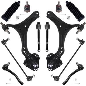 imageAUQDD 14Pc Front End Suspension Kit Fit For 20082012 Honda Accord 4 Control Arm 2 Ball Joint 2 Sway Bar Link 4 Inner Outer Tie Rod End  K641112 K620614 K90456 EV800461 ES800459 K50028912Pcs For 1317 Accord w24L
