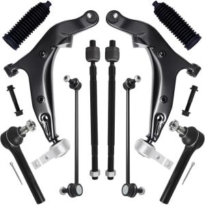 imageAUQDD 10Pc Front End Suspension Kit Fit For 20042009 Nissan Quest 2 Lower Control Arm wBall Joint 2 Sway Bar Link 4 Outer ampamp Inner Tie Rod End  K620560 K620561 K80255 K80256 EV800227 ES800404