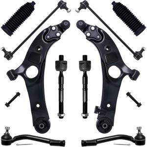 imageAUQDD 10Pc Front Suspension Kit Fit For 20132018 Hyundai Santa Fe 1319 Santa Fe XL 2 Lower Control Arm wBall Joint 2 Sway Bar Link 4 Outer Inner Tie Rod End  K623684 K750659 EV801076 ES801263
