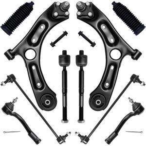 imageAUQDD 10Pc Front Suspension Kit No Hybrid Fit For 1618 Kia Optima 15 Hyundai Sonata 2 Lower Control Arm wBall Joint Sway Bar Link Outer Inner Tie Rod End  526959 K750792 EV801307 MS90660