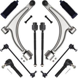 imageAUQDD 10Pcs Front End Kit Fit For 20042012 Chevy Malibu 0510 Pontiac G6 0709 Saturn Aura 2 Lower Control Arm wBall Joint 2 Sway Bar Link 4 Outer ampamp Inner Tie Rod End  K620179 K80252 EV80988
