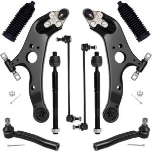 imageAUQDD 10Pc Front End Suspension Kit Fit For 20112020 Toyota Sienna 2 Lower Control Arm wBall Joint 2 Sway Bar Link 4 Outer ampamp Inner Tie Rod End 2 Boots  K622035 K622036 K750574 EV801518 ES80099710Pcs For 1120 Sienna