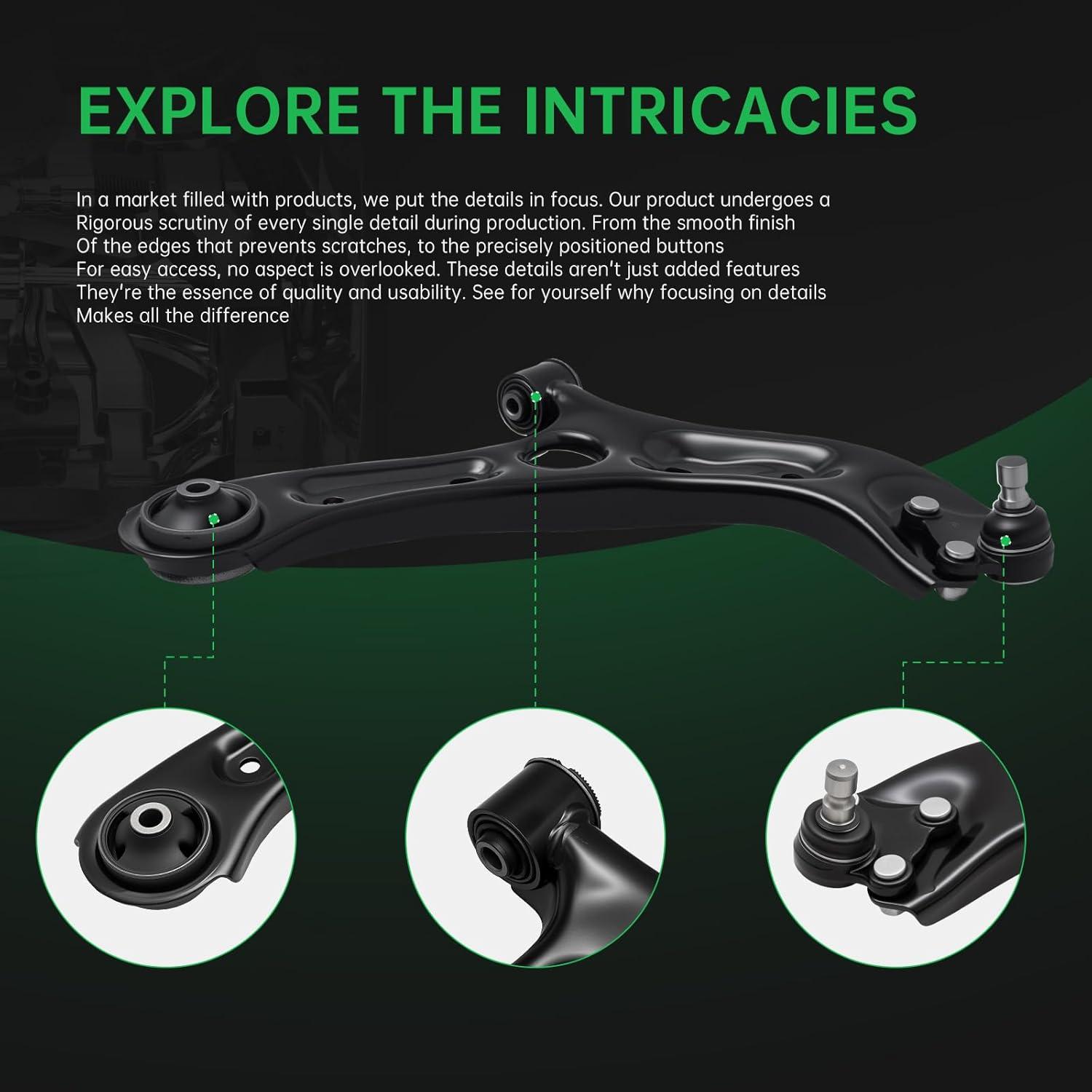 imageAUQDD 10Pc Front Suspension Kit For FWD Fit For 1621 Hyundai Tucson 1722 Kia Sportage 2 Lower Control Arm 2 Sway Bar Link 4 Outer Inner Tie Rod End  527460 528207 K750523 MS90740 MS90660