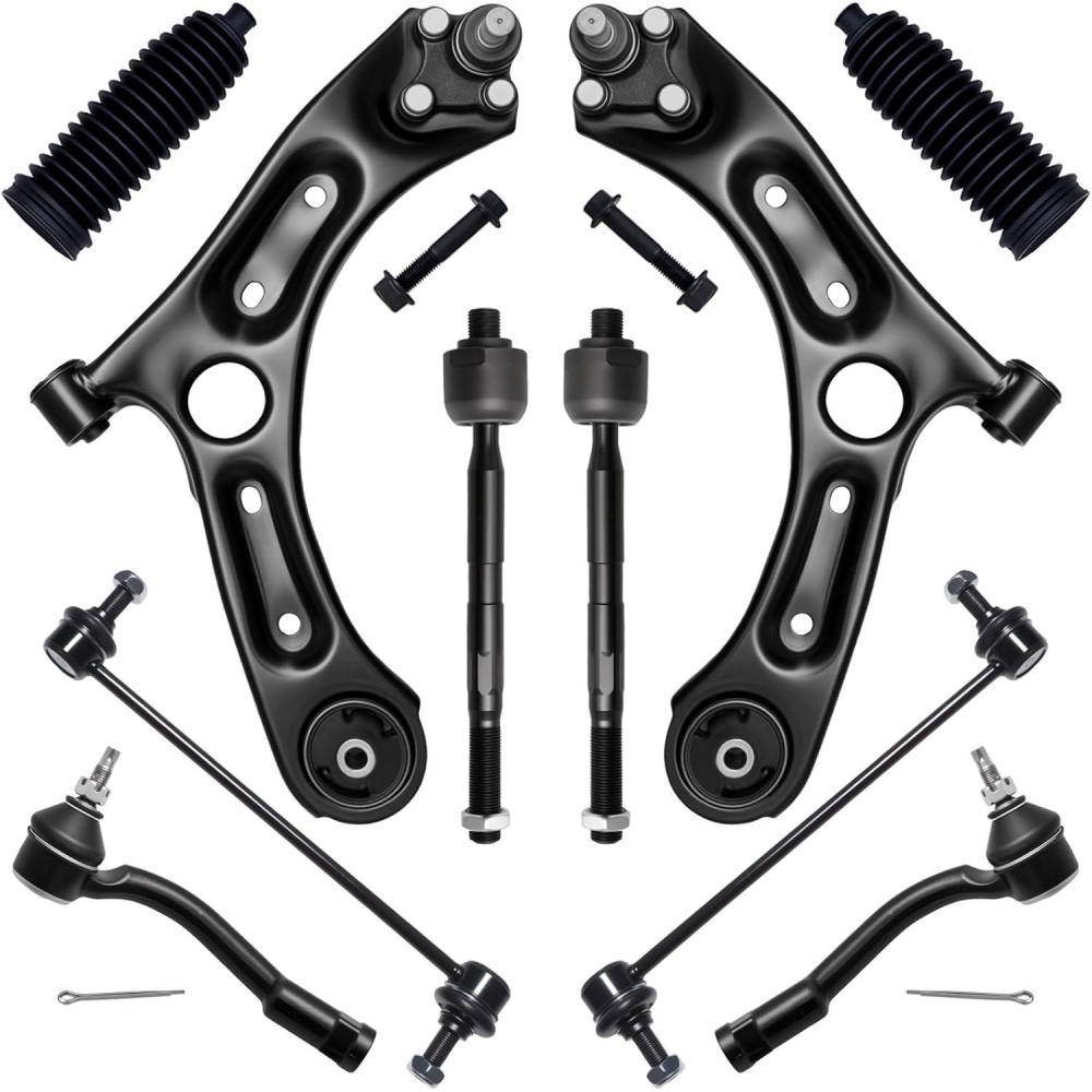 imageAUQDD 10Pc Front Suspension Kit For FWD Fit For 1621 Hyundai Tucson 1722 Kia Sportage 2 Lower Control Arm 2 Sway Bar Link 4 Outer Inner Tie Rod End  527460 528207 K750523 MS90740 MS90660