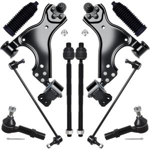 imageAUQDD 10Pc Front End Kit Fit For 20082017 Buick Enclave Chevy Traverse 0716 GMC Acadia 0710 Outlook 2 Lower Control Arm 2 Sway Bar Link 4 Outer Inner Tie Rod End  K621231 EV800572 K7501558Pcs  Front Suspension Kit