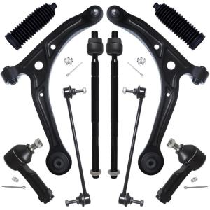 imageAUQDD 10Pc Front End Suspension Kit Fit For 2002 2003 2004 Honda Odyssey 2 Lower Control Arm wBall Joint 2 Sway Bar Link 4 Outer ampamp Inner Tie Rod End 2 Boots  K620325 K620326 K90349 EV426 ES36698Ps For 0204 Odyssey