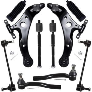 imageAUQDD 10Pc Front End Suspension Kit Fit For 20072011 Toyota Camry 2 Lower Control Arm wBall Joint 2 Sway Bar Link 4 Outer ampamp Inner Tie Rod End  K621476 K621477 K750123 EV800085 ES80602 ES8060310Pcs For 0203 Camry