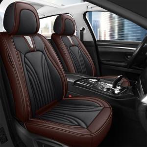 imageAUQDD 2Seater Front Seat Covers  Waterproof amp ScratchResistant Nappa Leather Universal Fit for Cars SUVs  Full Surround Protection with Luxury Comfort Design BrownBlackBrownBlack